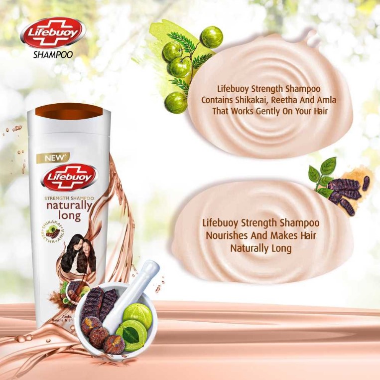 Lifebuoy Naturally Long Strength Shampoo, Amla Reetha &amp;amp; Shikakai, 370ml